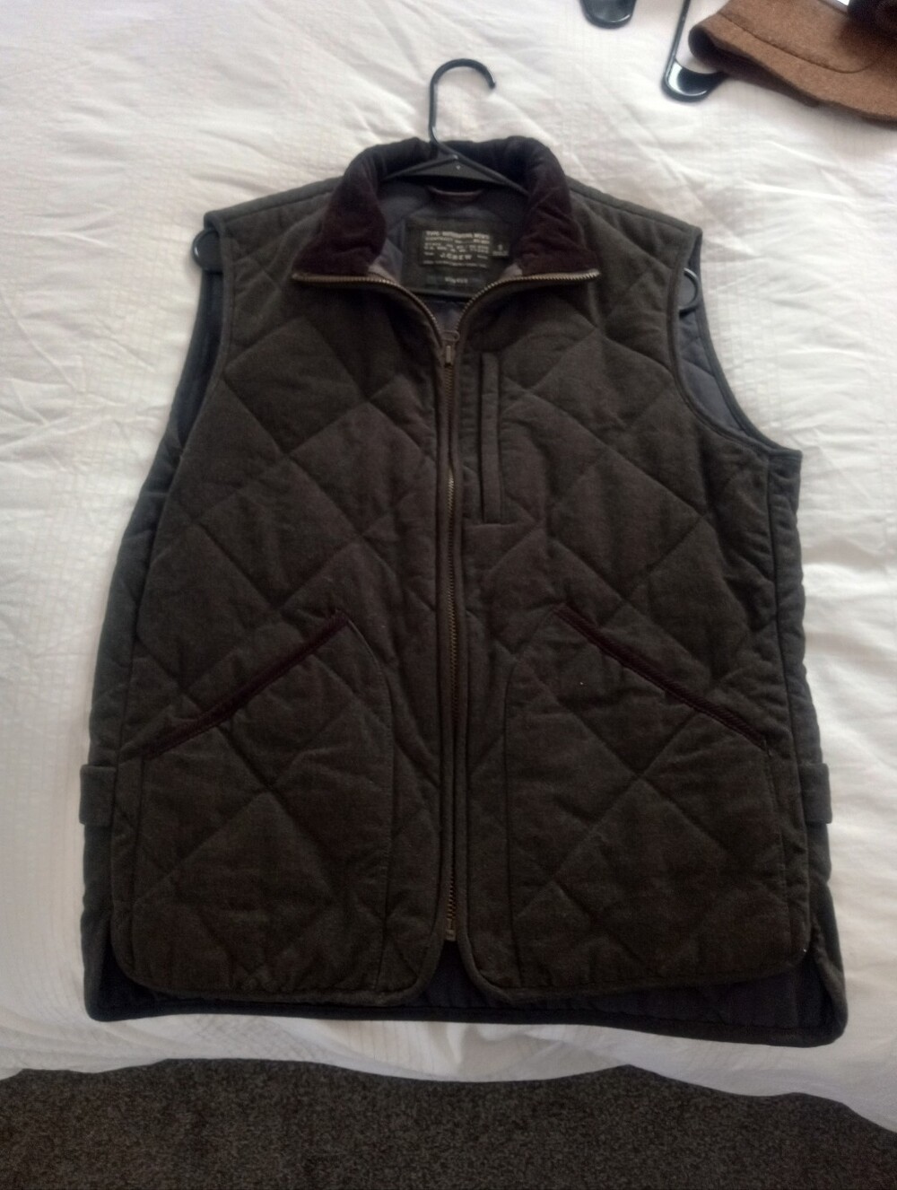 J. Crew Quilted Sussex Vest, Small, Dark Grey